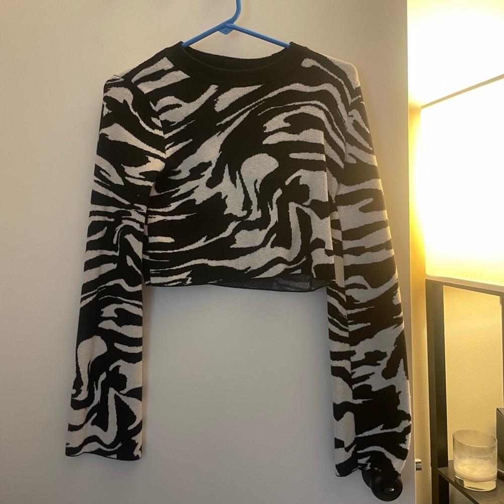 Crop Zebra Print Sweater